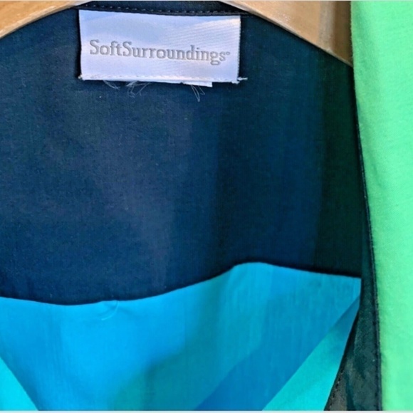 Soft Surroundings Hayley Turquoise Colorblock Button Front Shirt Blouse 199K - Picture 7 of 7